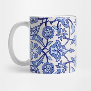 Retro Blue and White Tile Pattern Mug